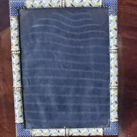 RARE JAY STRONGWATER ARGYLE PLAID BLUE DARJEELING PAVE CRYSTAL ENAMEL FRAME